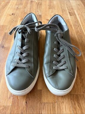 Everlane Olive Leather Low-Top Sneakers with White Soles